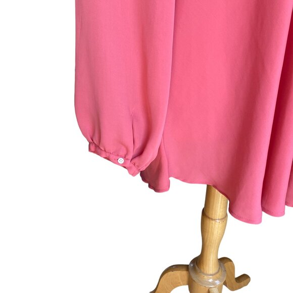 Lands' End Cowl Neck Blouse Sz 26W Rose Pink Chiffon Office Professional Tunic - Picture 4 of 14
